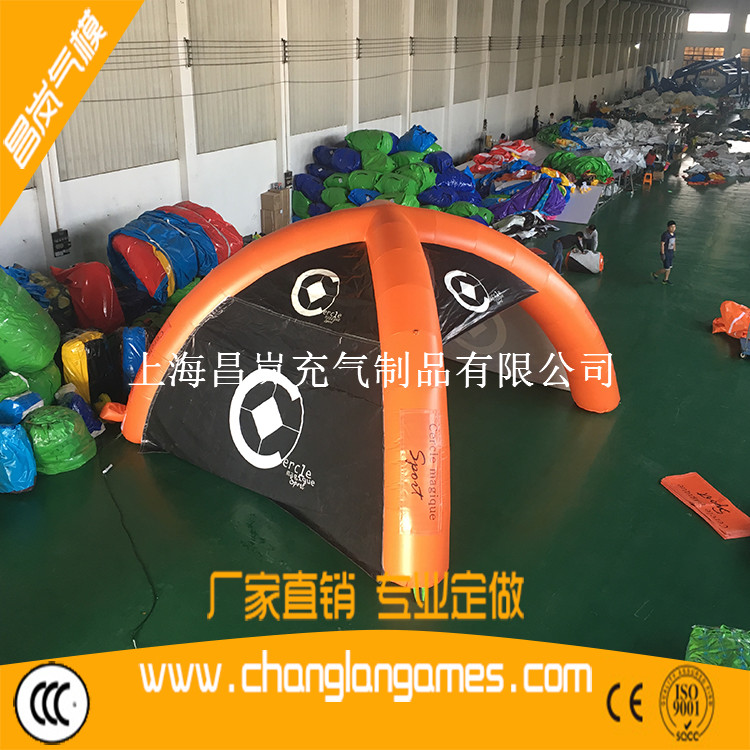 上海厂家专业定做 充气拱门帐篷 橙色黑色充气广告帐篷 出口款印制LOGO四腿帐篷