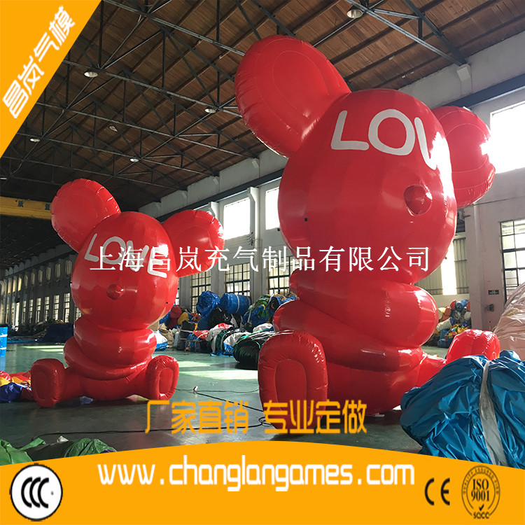 厂家直销充气卡通6米红色卡通熊 大型上海开业广告美陈气模佳通定做