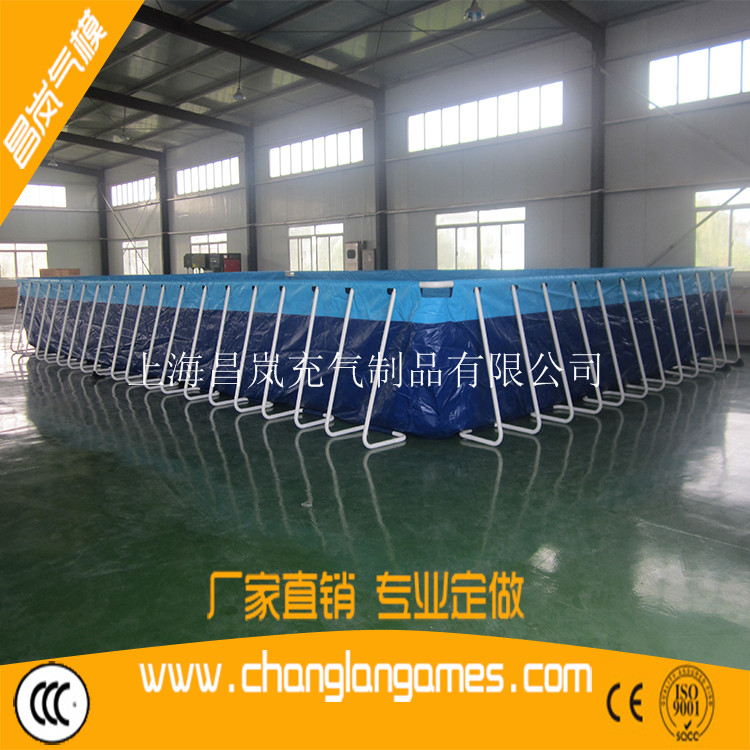 上海厂家定做支架水池配过滤系统可移动的成人儿童钢架水池PVC夹网布水池