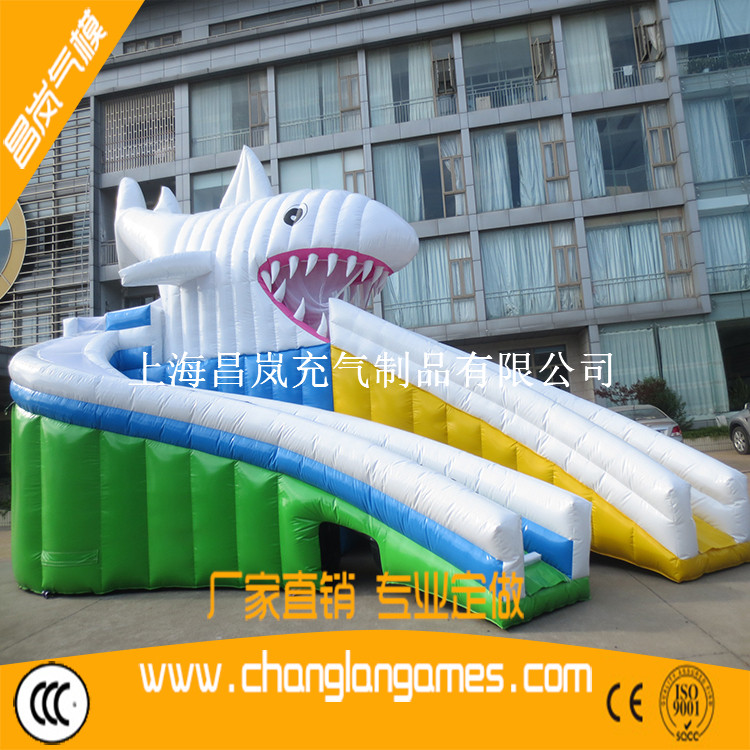 厂家直销充气大滑梯鲨鱼水滑梯气模定做上海出口品质 inflatable water slide shark giant slide